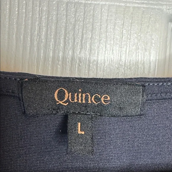 Quince Ultra Stretch Ponte Short Sleeve Navy Top size Large Minimalist - Picture 3 of 5